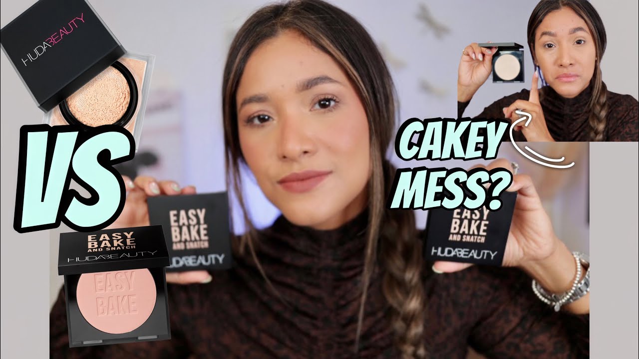 HUDA BEAUTY EASY BAKE PRESSED POWDER VS LOOSE SETTING POWDER | Pound Cake and Cherry Blossom