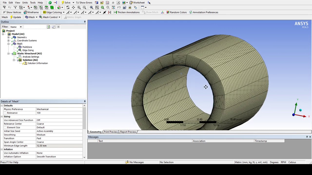 ANSYS Meshing - Structured Hexahedral mesh for a Pipe.