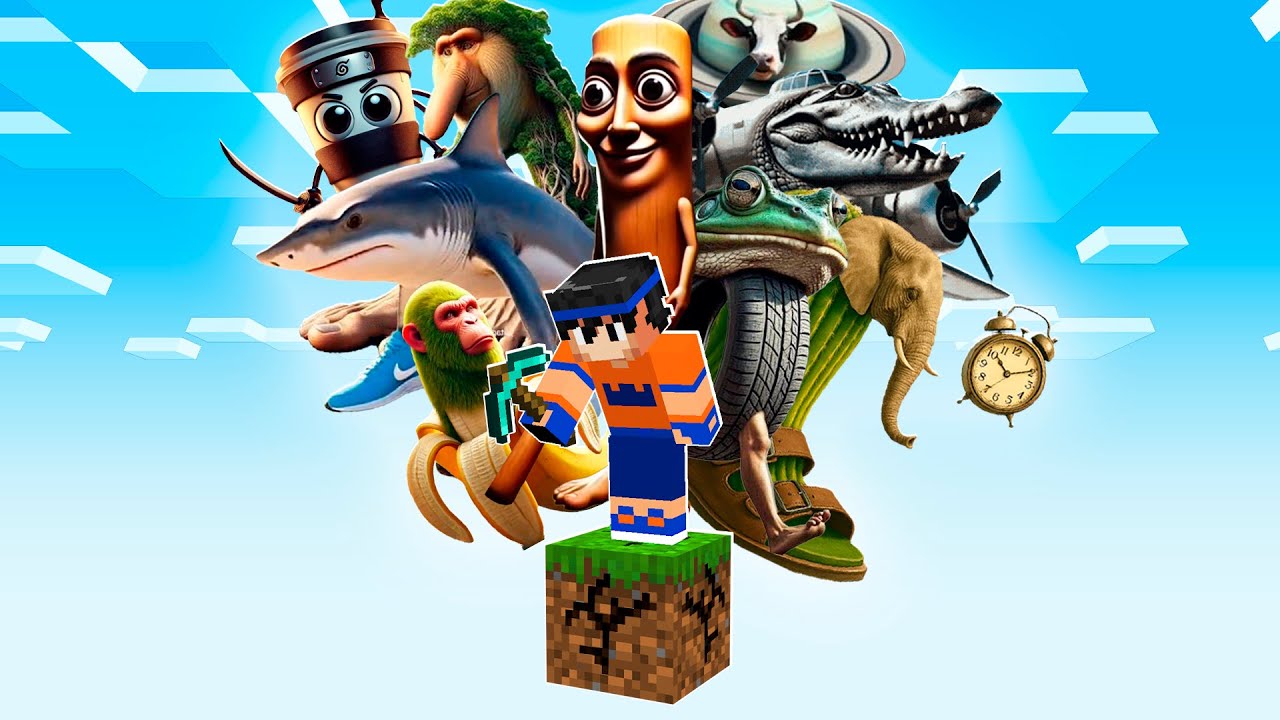 Выживание на ТОЛЬКО 1 БЛОКЕ BRAINROT в Minecraft!