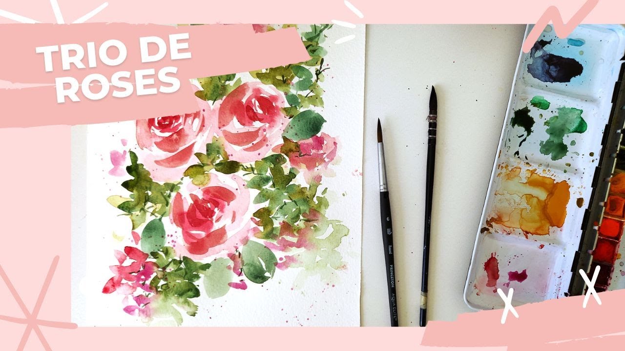 Trio de roses aquarelle - tuto aquarelle débutant