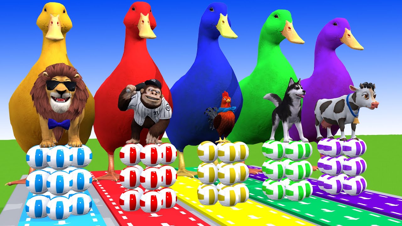 Long Slide Game With Cow Elephant Gorilla Hippopotamus Tiger 3d Animal Game Funny 3d Animals