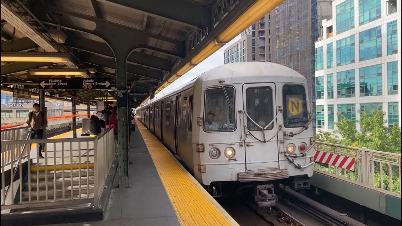 R46 and R68A (N) Trains at Queensboro Plaza