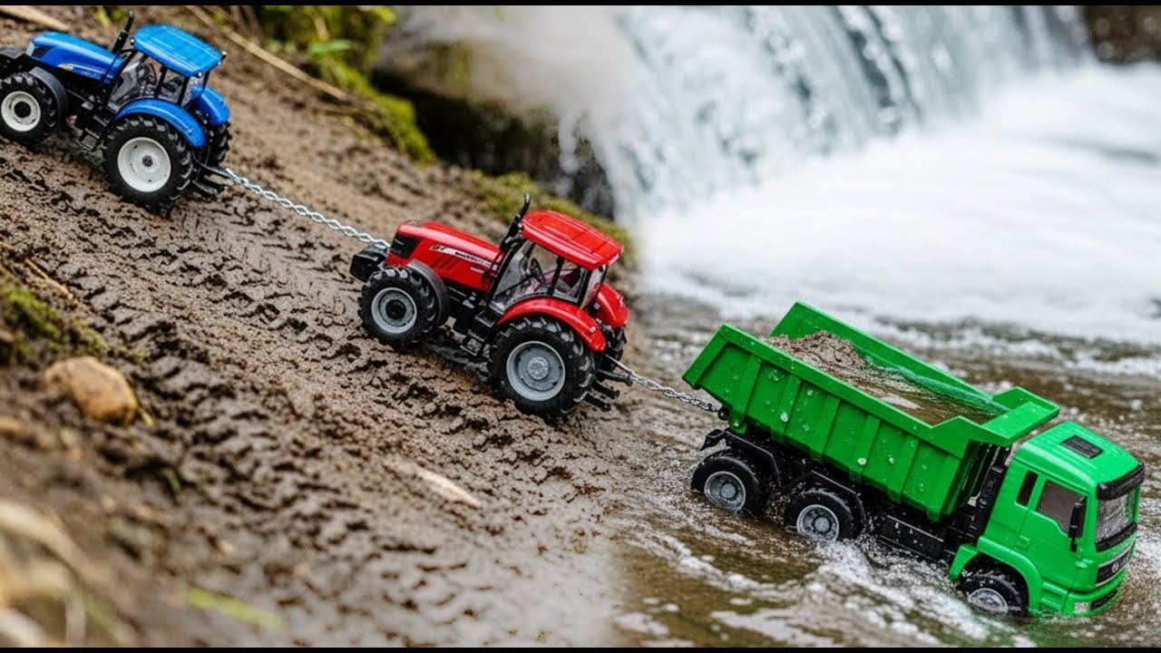 🌊 SPLASH! Toy Truck Rescue Team Song | Police Car, Digger & Tractor Rescue 🚜