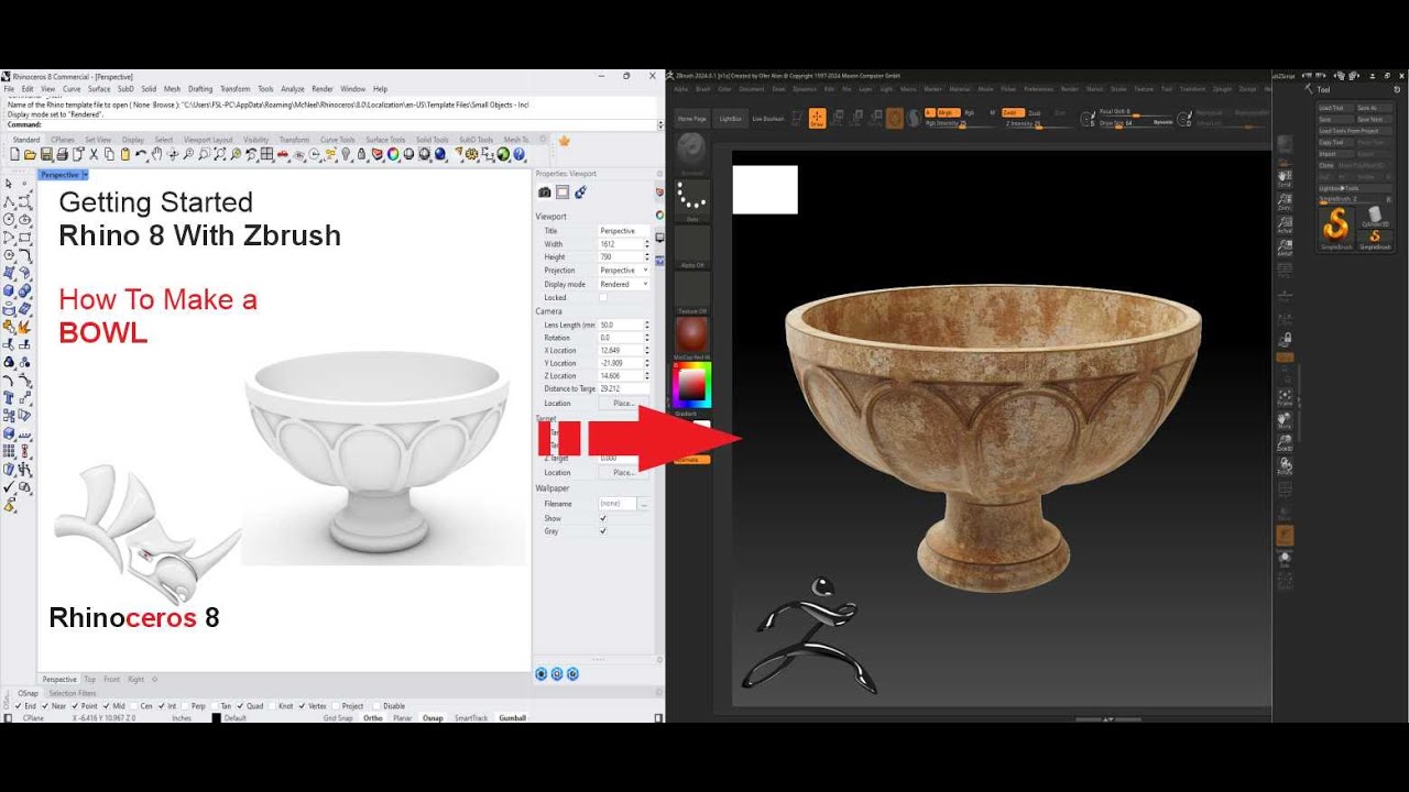 MAKING A BOWL WITH RHINO-8 AND ZBRUSH !!!