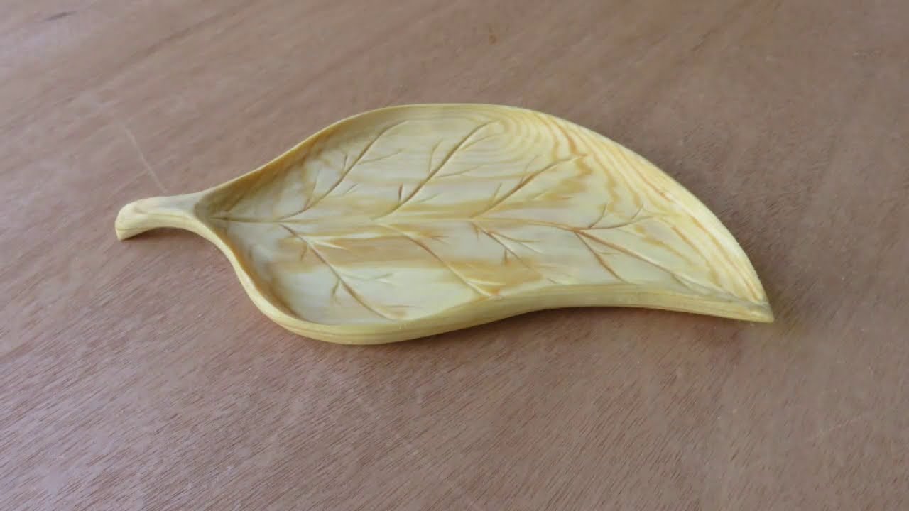 wood carving _ leaf shaped plate