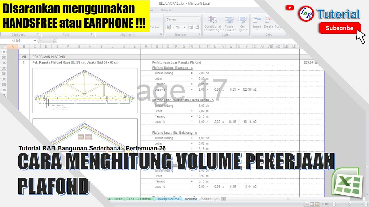 26. Cara menghitung volume pekerjaan plafond