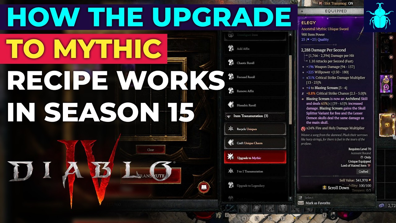 Diablo 4: как работает рецепт улучшения до мифического предмета в 15-м сезоне