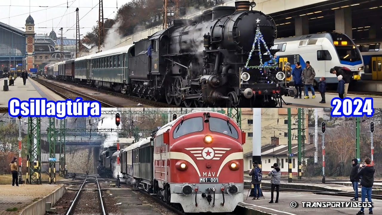 2024.12.08. - Nosztalgiavonat gőzössel (424 009), és Nohabbal (M61.001) Budapest három pályaudvarán