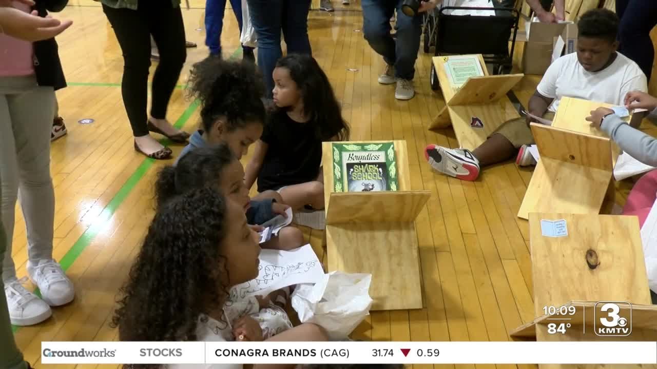 Building bookshelves for Lothrop Magnet students
