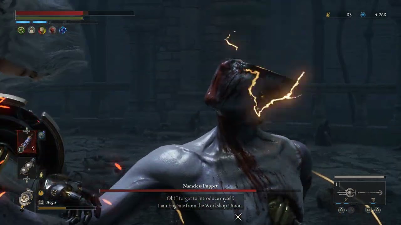 Lies of P Nameless Puppet boss (Crit build, using Trident of the Covenant)
