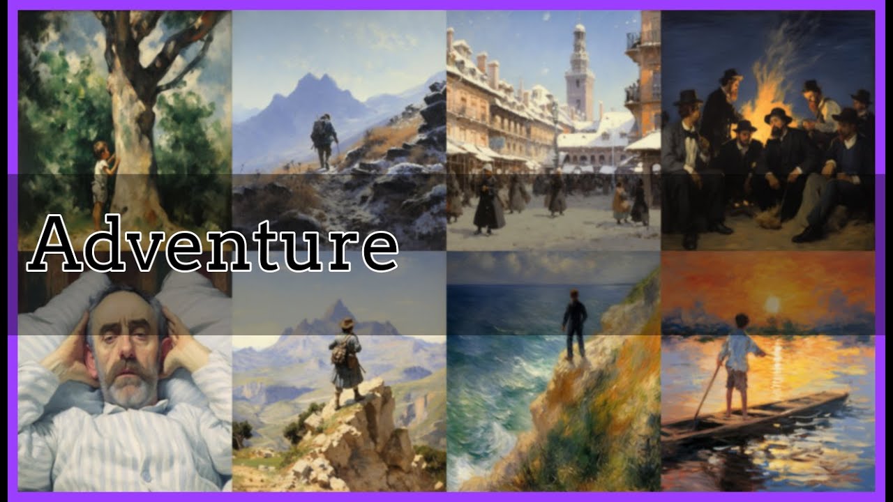 Quotes on Adventure by Mark Twain with Various Style Impressionism
