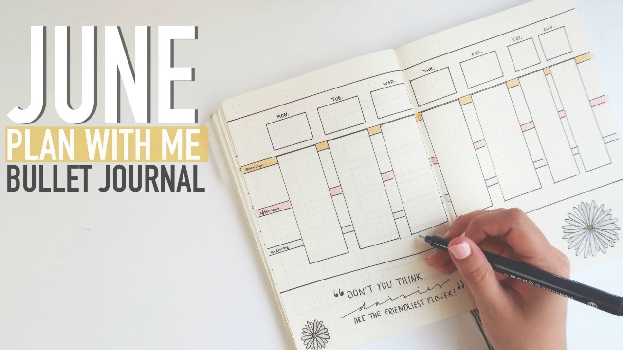 Bullet Journal PLAN WITH ME June 2018 | Menu + Exercise Planner