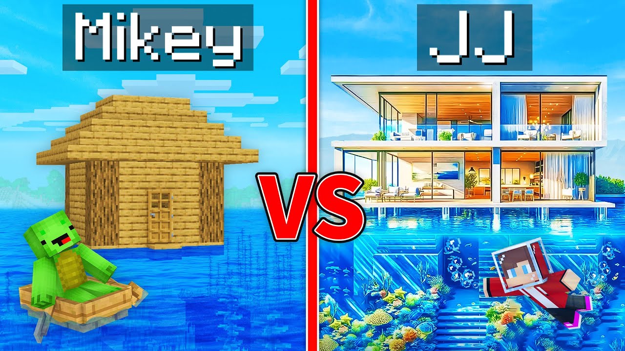 JJ vs Mikey MODERN HOUSE on WATER Battle in Minecraft - Maizen