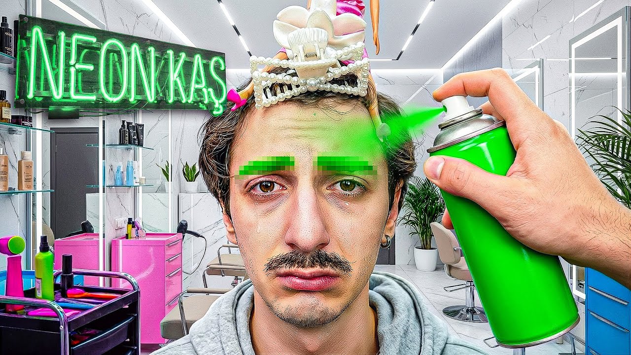 KAŞLARIMI NEON YEŞİL YAPTIRDIM! DENEY FARESİ EFRUZ