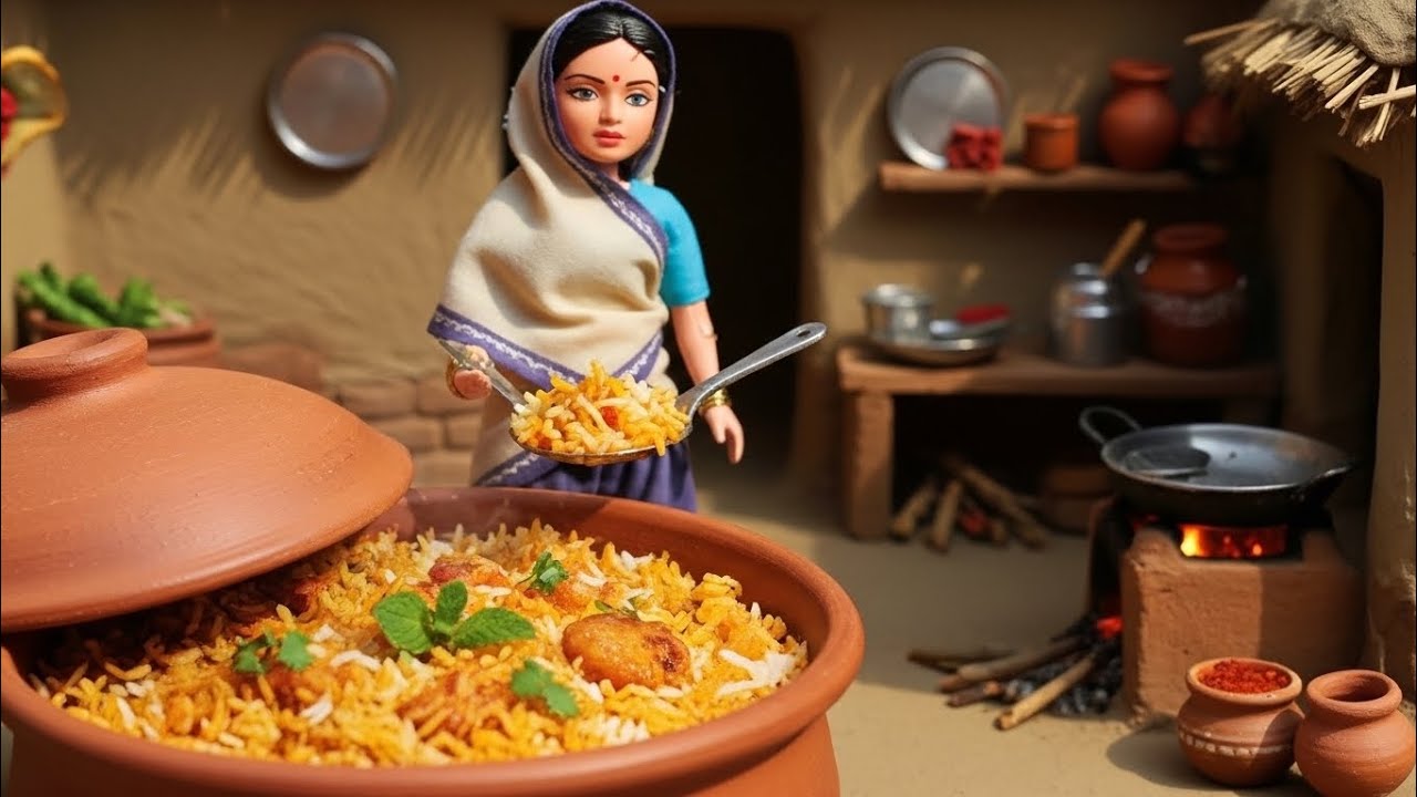 Miniature Doll Chicken Biryani Cooking ASMR | Tiny Indian Village Kitchen Story