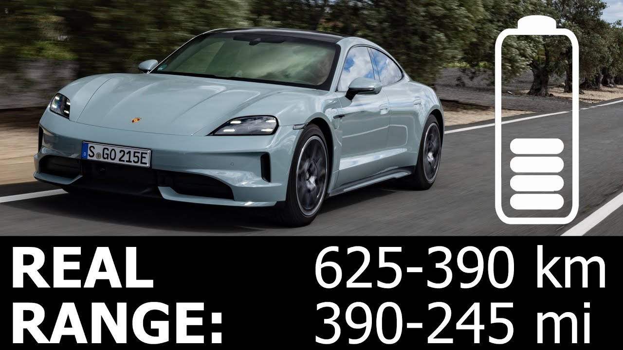 Porsche Taycan RWD highway real range energy power consumption economy mpkWh kWh/100km motorway 2025