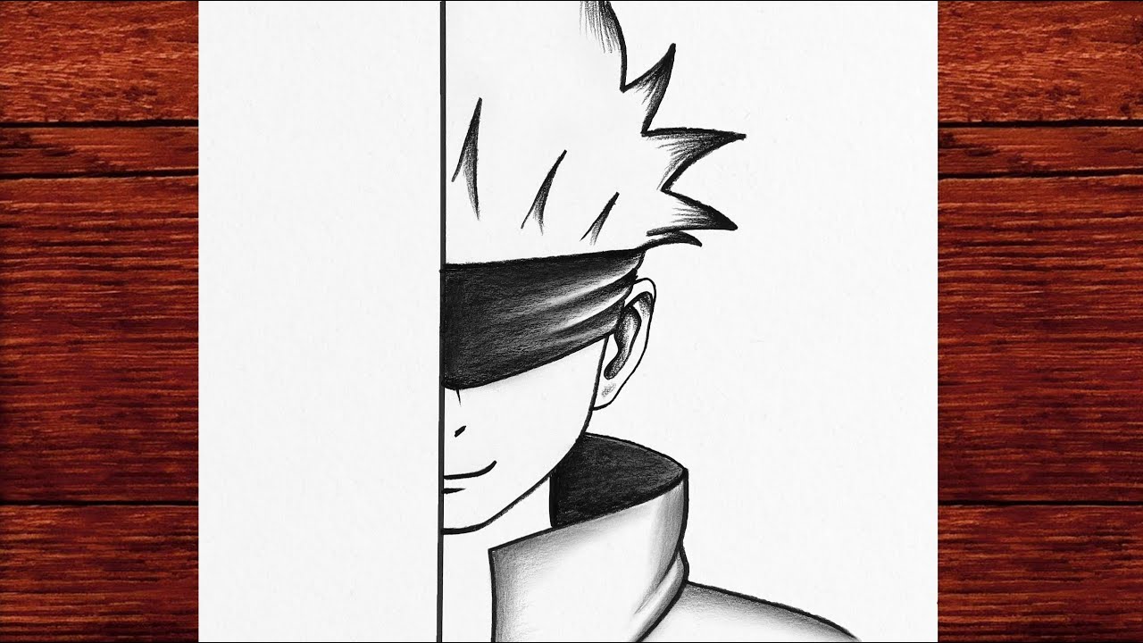 Gojo Half Face Drawing | Easy Anime Sketch Tutorial for Beginners