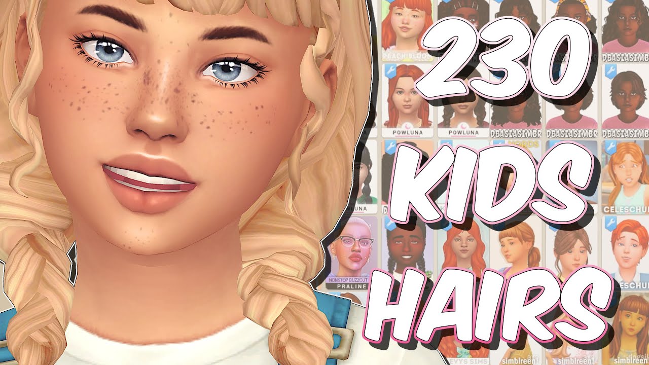 MAXIS MATCH KIDS HAIR COLLECTION (230 items) | sims 4 cc + links