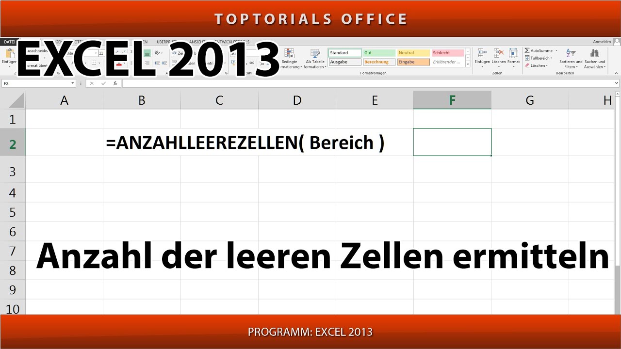 Anzahl der leeren Zellen ermitteln / ANZAHLLEEREZELLEN (Excel)
