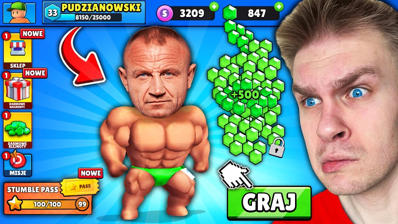 COOO?! 😂 SKIN *MARIUSZ PUDZIANOWSKI* 💪 jest NAJSILNIEJSZY w Stumble Guys! 😱