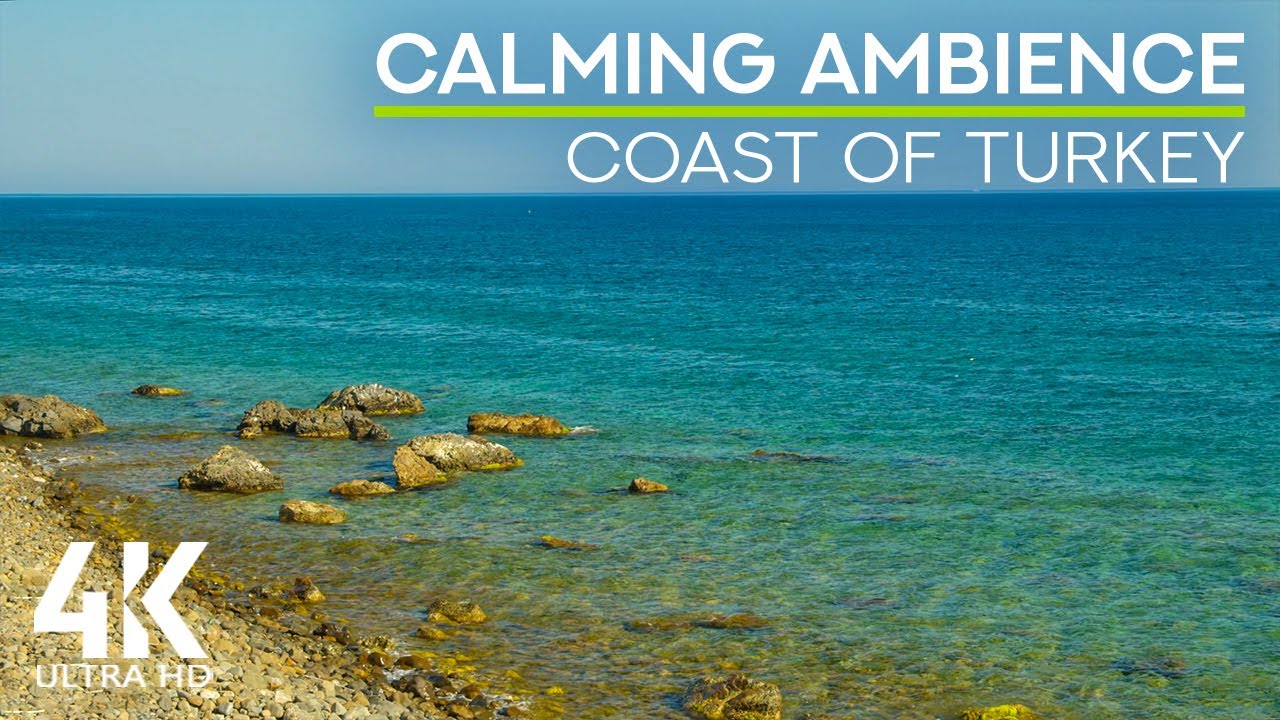 4K Calming Sea Waves Washing the Rocky Beach of Turkey - Soothing Sounds of Sea for Relaxation