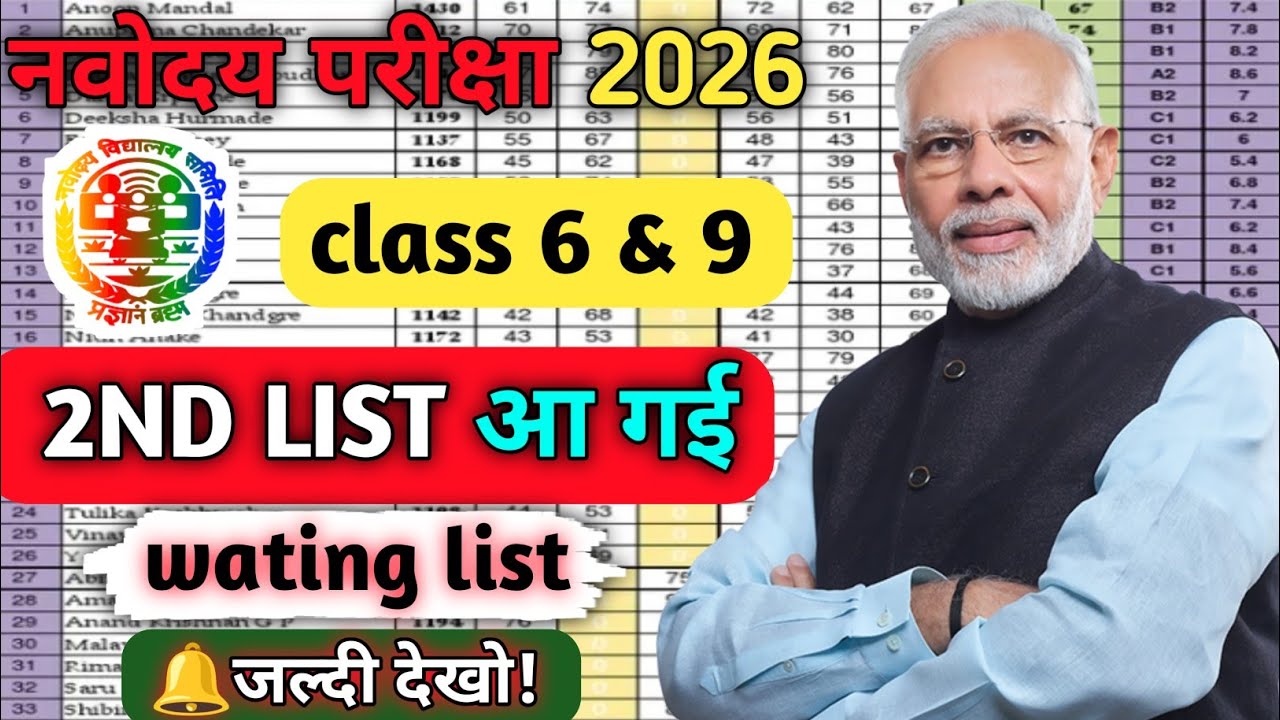 Navodaya 2026 Class 6 & 9 Wating List  | 2nd List Released ? complete ✅ जानकारी 😱