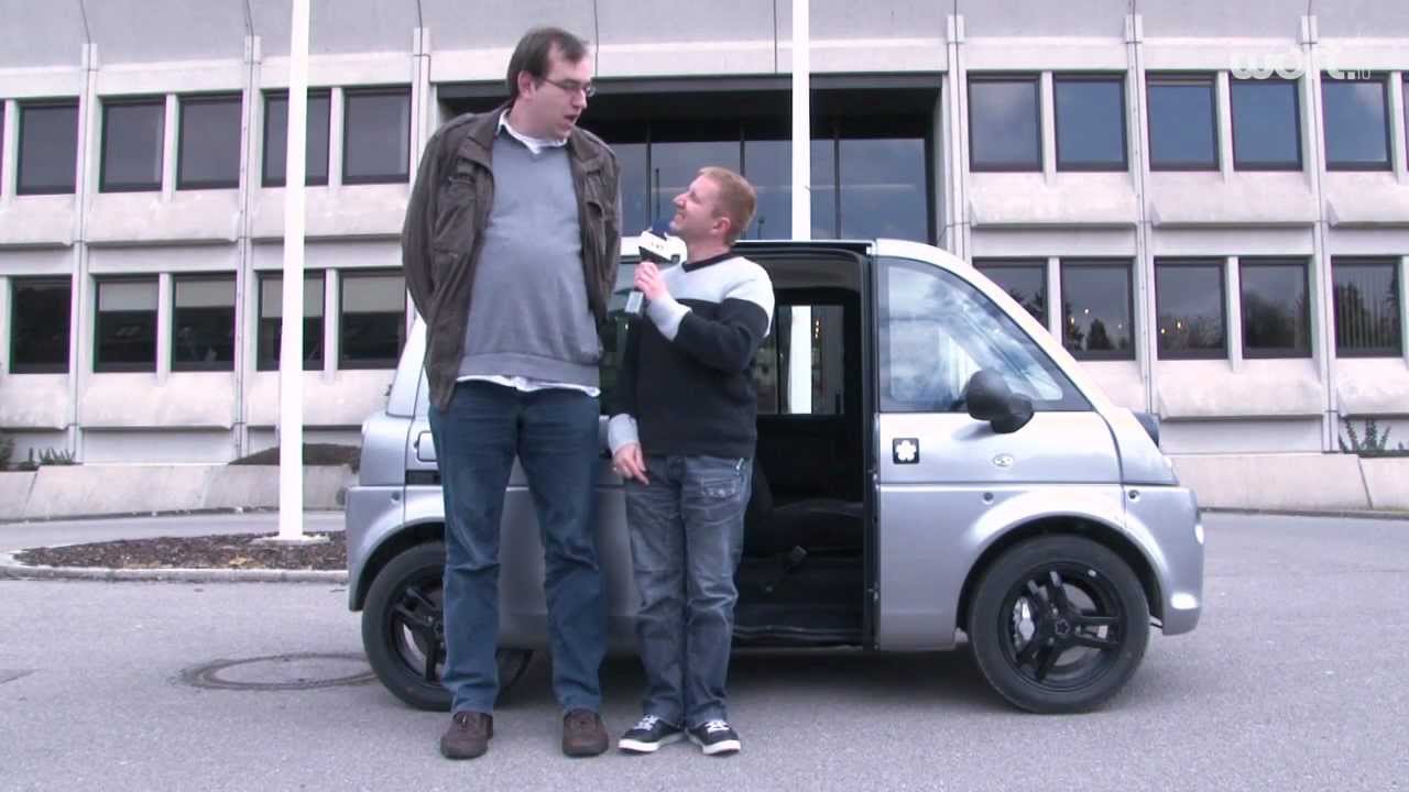 Test driving the Mia Electric car in Luxembourg!