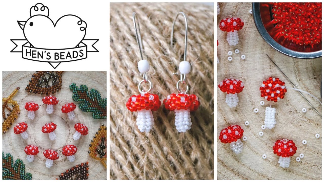 How to make a MUSHROOM charm from seed beads | Hen's Beads DIY Tutorial