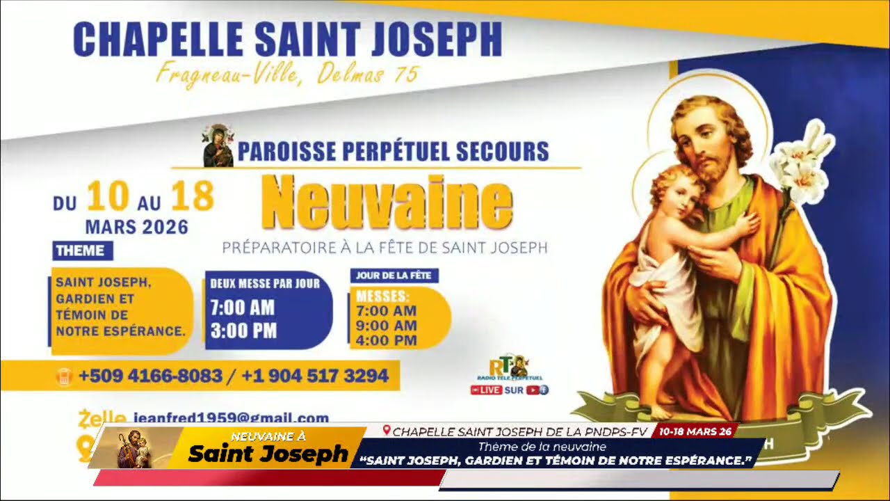 Mercredi 11 Mars 2026,2ème Jour de la Neuvaine à Saint Joseph