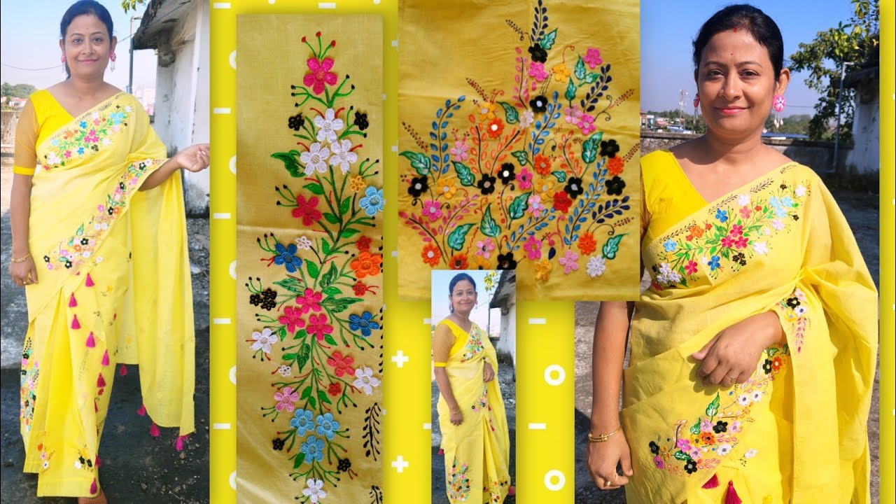 Easy paste embroidery #sadormekhela#viralvideo #handbroidery #embroiderydesigns 