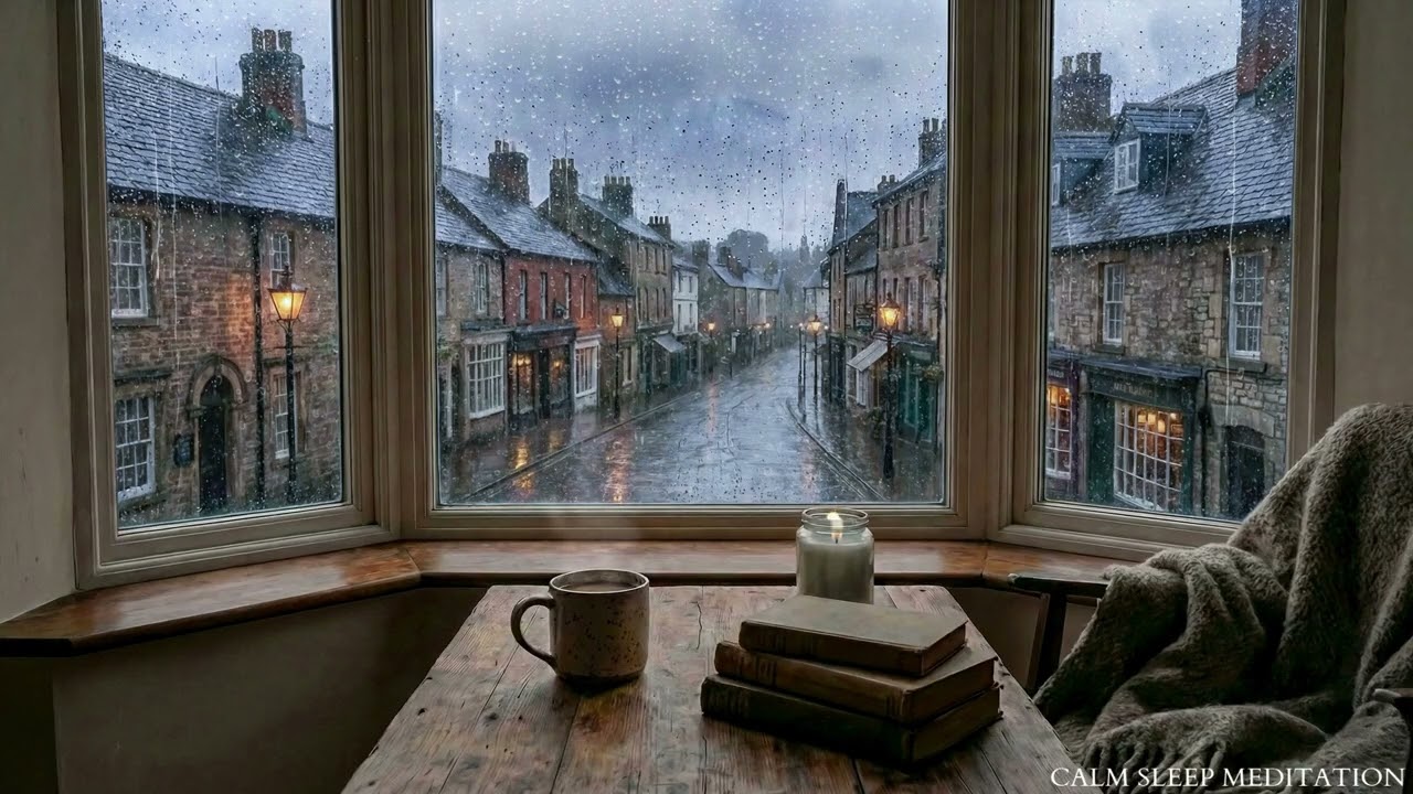 Cozy Rainy Window Ambience 🌧️ | Calm Rain Sounds for Study, Sleep & Relaxation (4K)