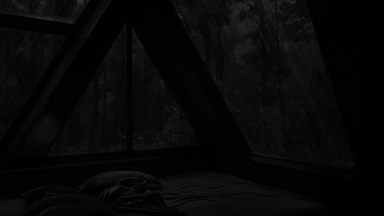 NO ADS 🌧️ Cozy Attic Window Rain – Forest Ambience & Dark Room for Focus & Sleep 😴