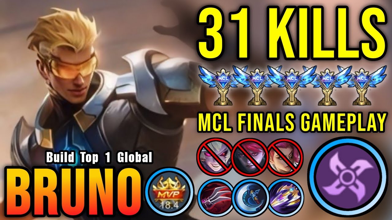 MCL FINALS!! 31 Kills Bruno Best Build and Emblem 100% IMMORTAL!! - Build Top 1 Global Bruno ~ MLBB