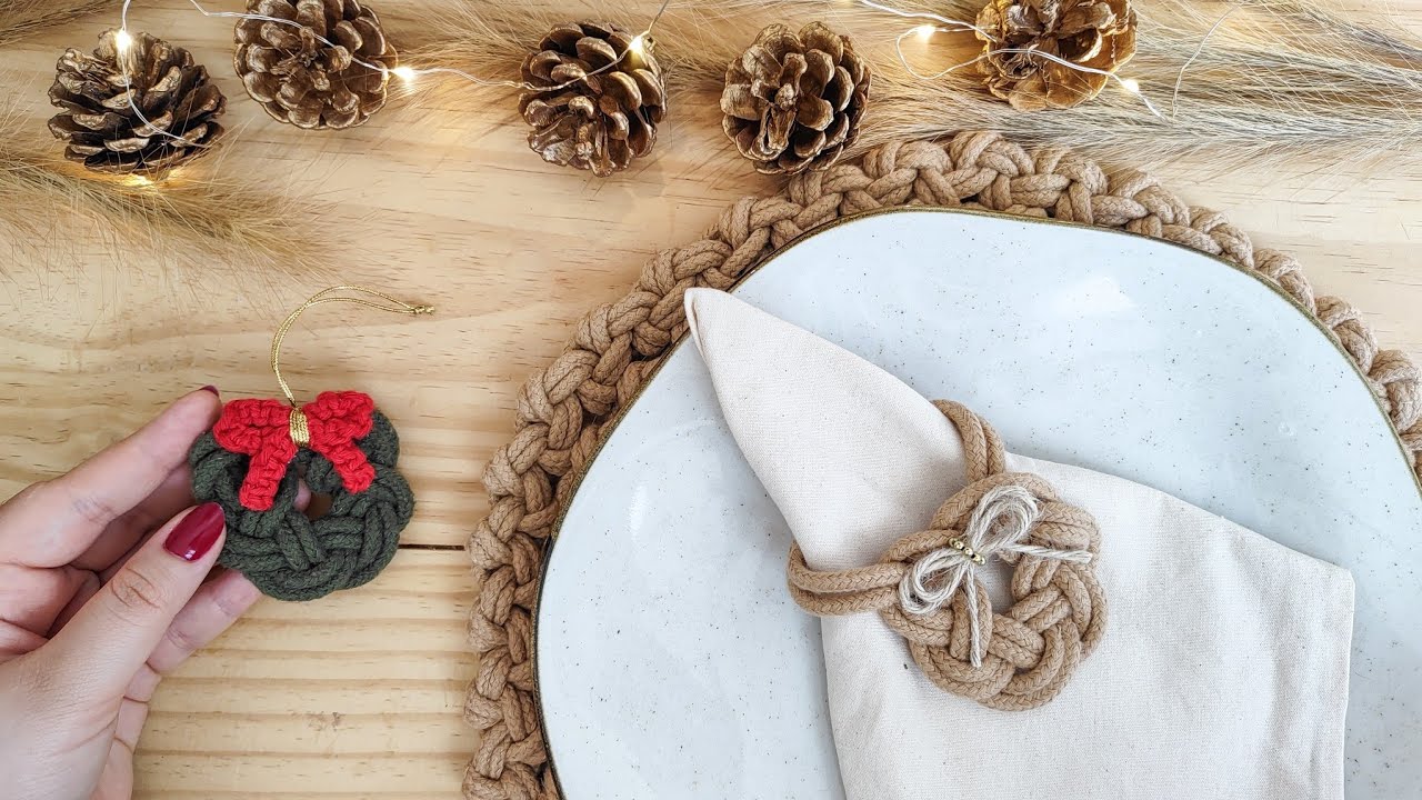 DIY GUIRLANDA PORTA GUARDANAPO / PINGENTE PARA &Aacute;RVORE DE NATAL EM MACRAM&Ecirc; | decora&ccedil;&atilde;o natalina 