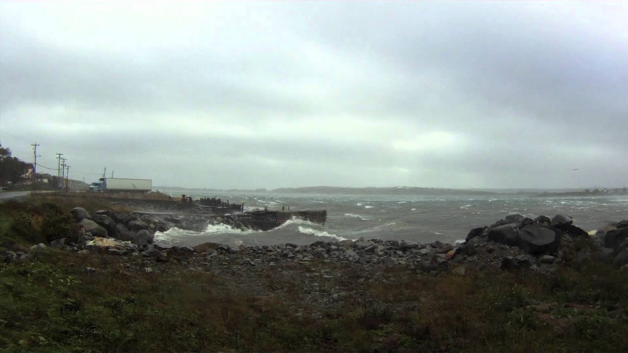Hurricane Leslie Heavy Seas and Strong Storm Winds in Newfoundland Bay Roberts
