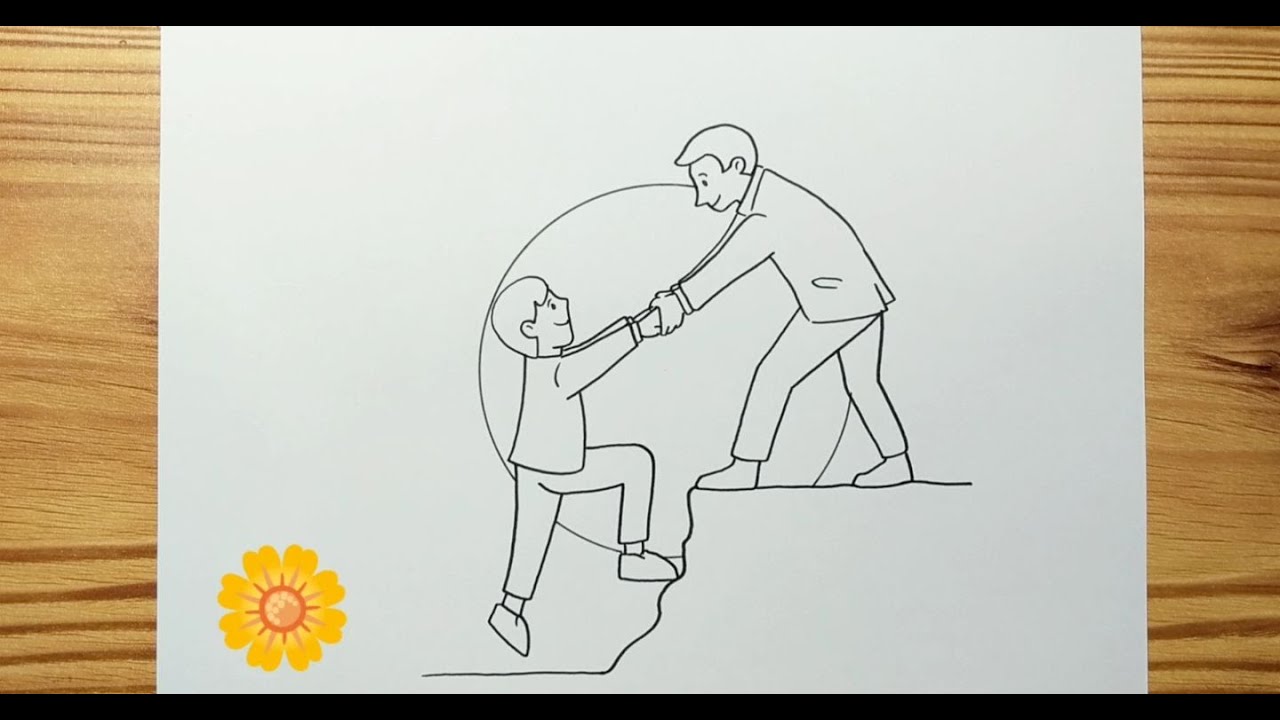How to draw BUSINESSMAN HELP EACH OTHER ILLUSTRATION