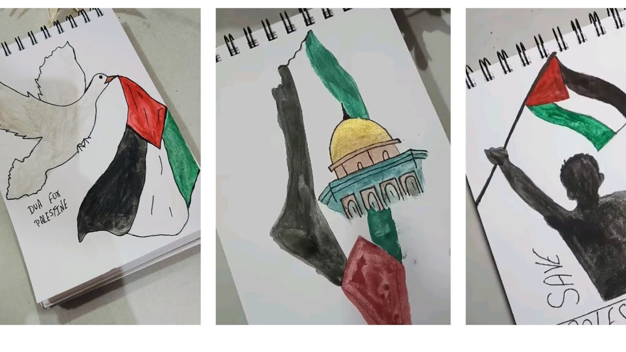 6 Easy palestine flag drawings 😳Dua for palestine 🥺♥️#subscribe for more #🥺♥️