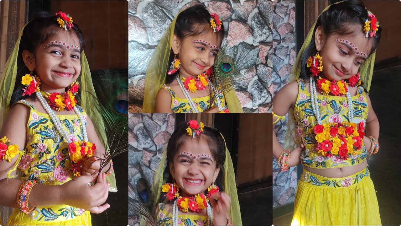 Radha Makeup | Radha Getup For Girl | Little Radha Dressup | Baby Radha Look | Girl Radha makeup