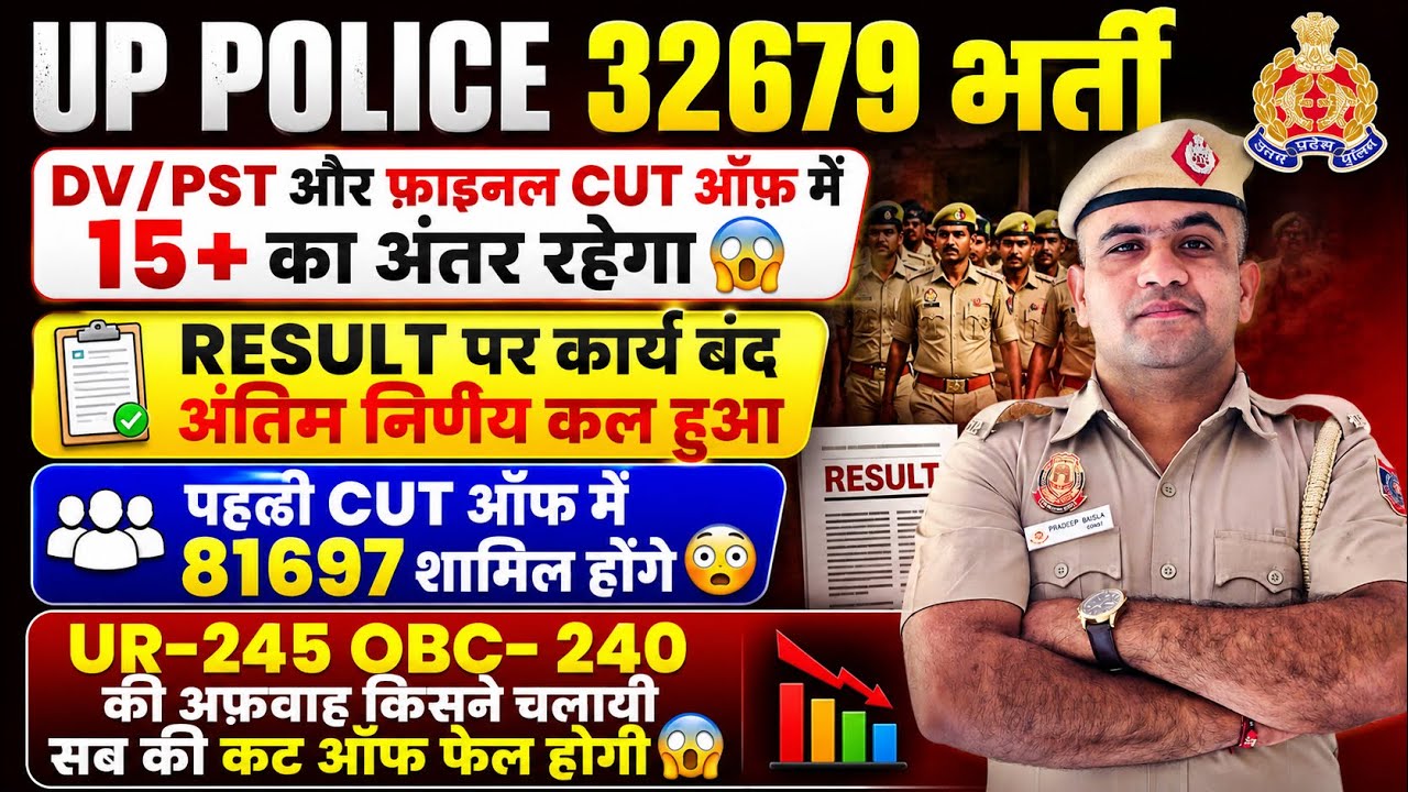 UP POLICE 32679🤩RESULT DATE UPDATE AND UR-245 OBC-240 EXPECTED CUT OFF NOTIFICATIONS OUT😳