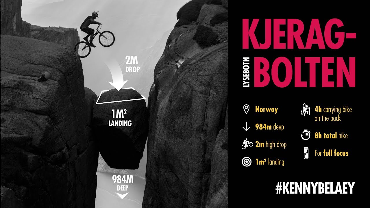 Bike drop on Kjerag Bolten, by Kenny Belaey