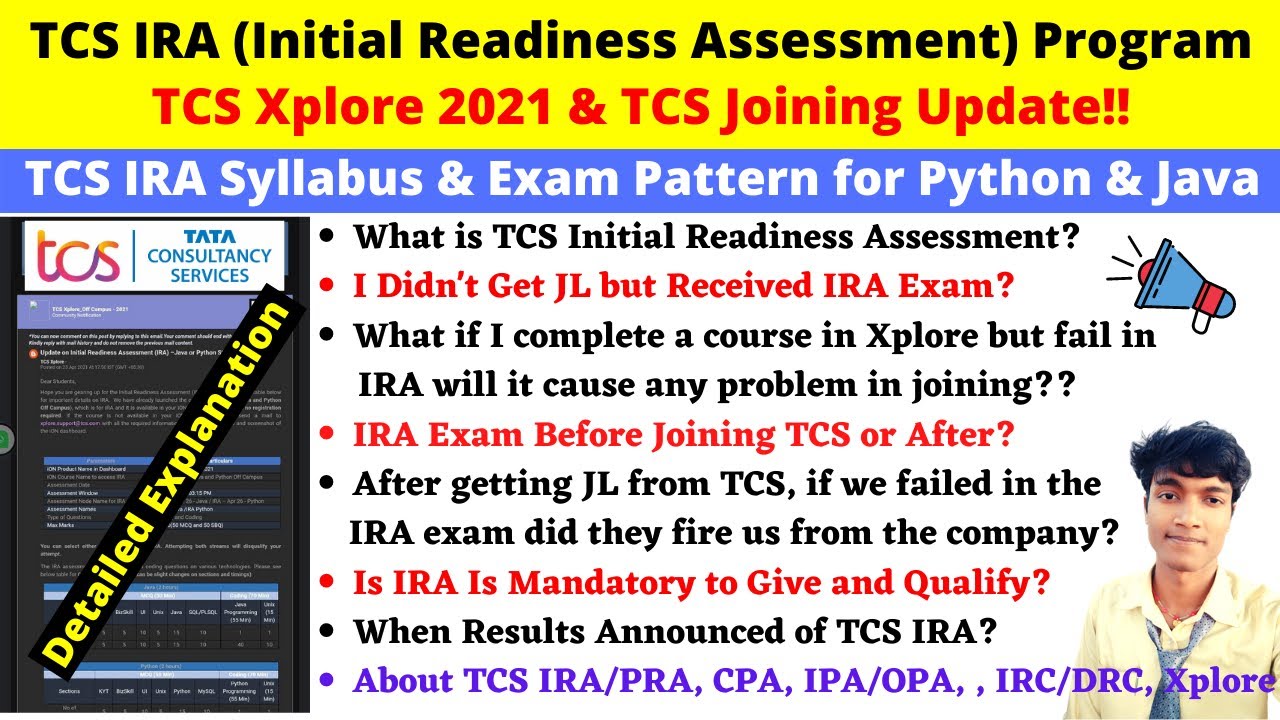 TCS (IRA) Initial Readiness Assessment | TCS Xplore 2021 | TCS IRA Syllabus & Exam Pattern full Info