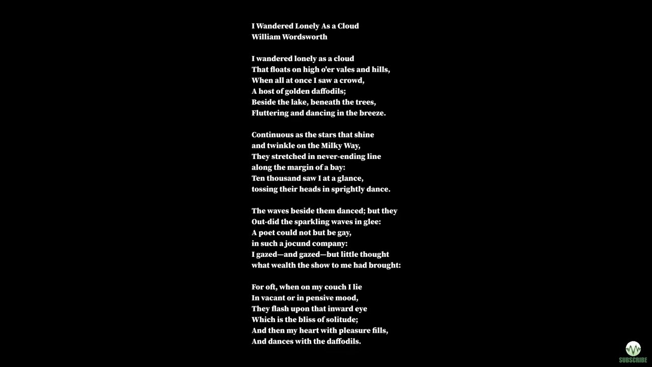 I Wandered Lonely As a Cloud by William Wordsworth | Read by Macbigicekeys