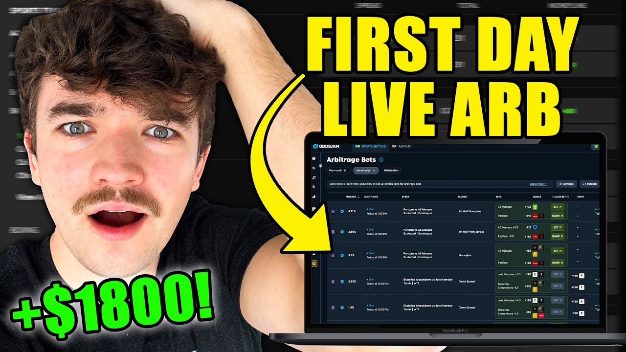 My first day live arbitrage betting on OddsJam | $1,800 Profit??