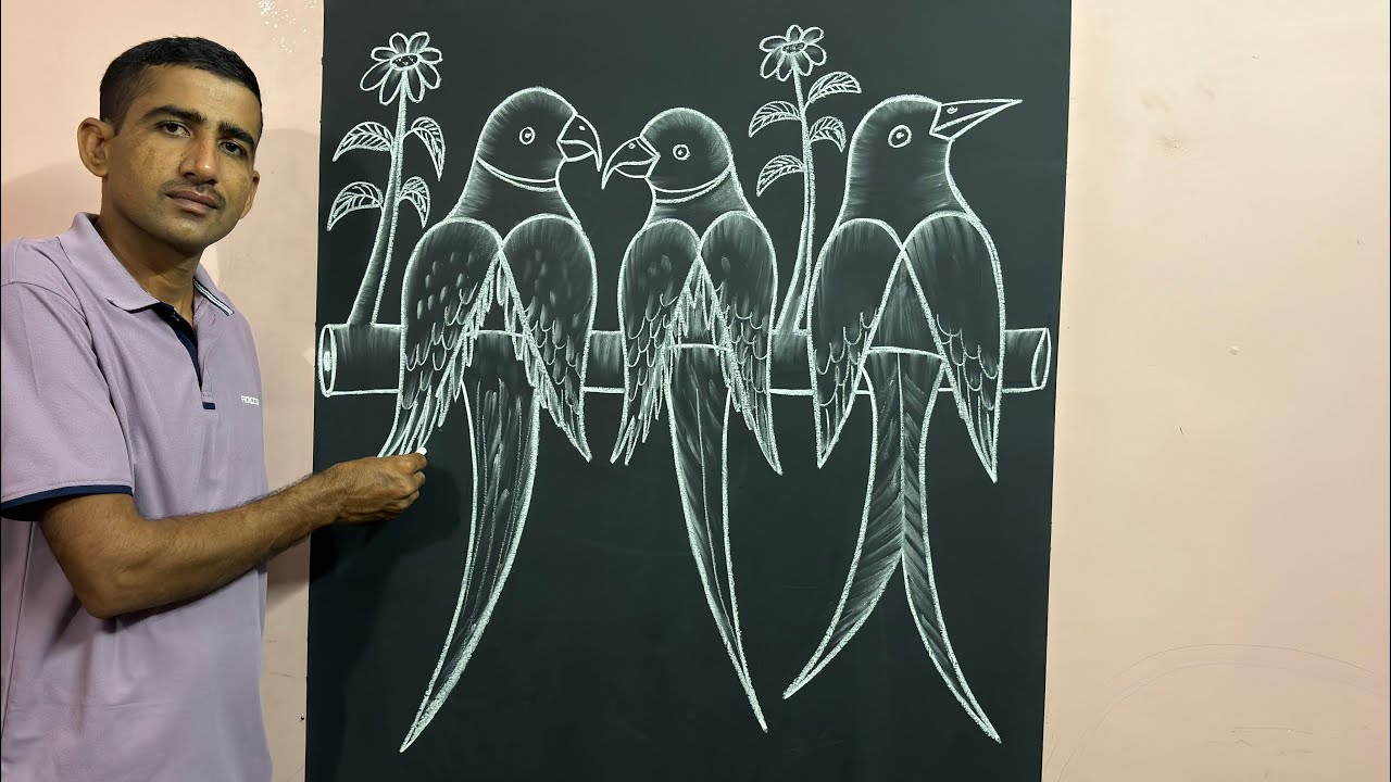 How to draw parrots bird very simple ||🦜😲|| #parrots  #artwork #artvideo #viralvideo 