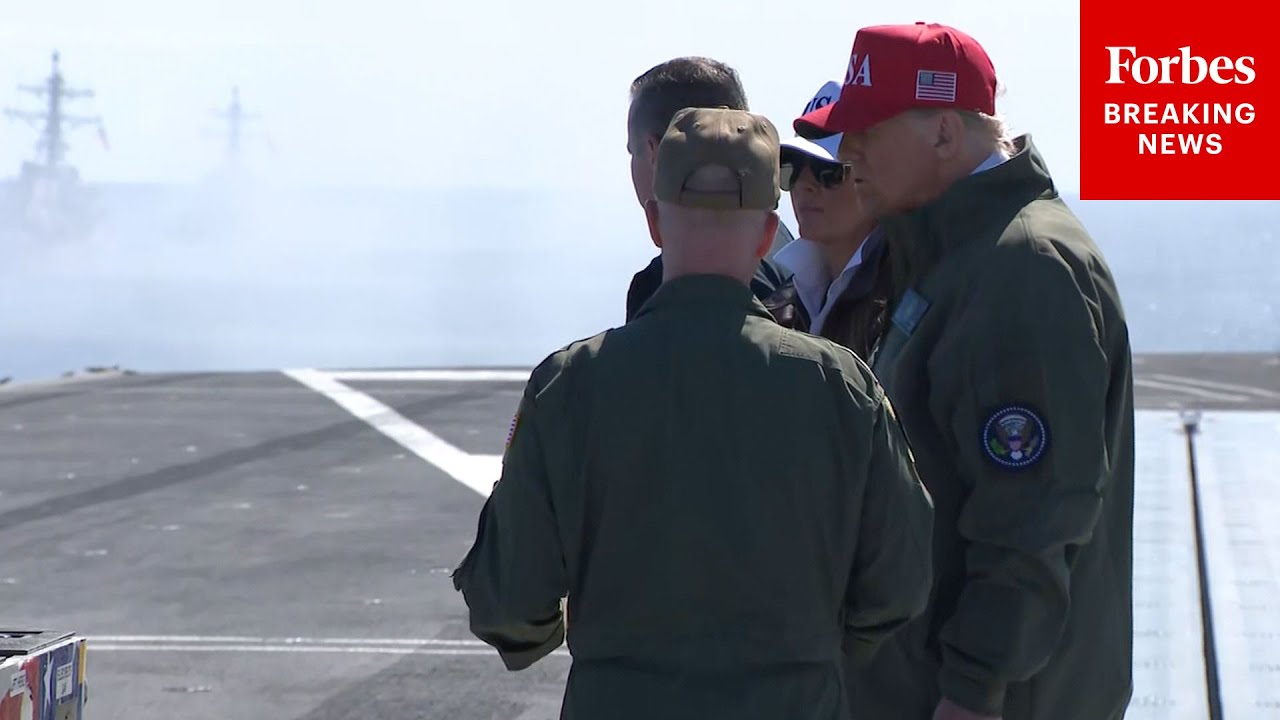 The Trumps Meet With Service-Members, Observe Sea Power Demonstration On The U.S.S. George H.W. Bush