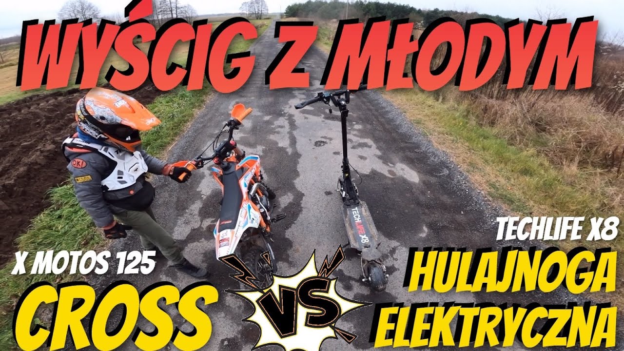Wyścig ! Cross vs Hulajnoga elektryczna / X motos vs Techlife x8 / Młody Dawid vs Enduro Opa