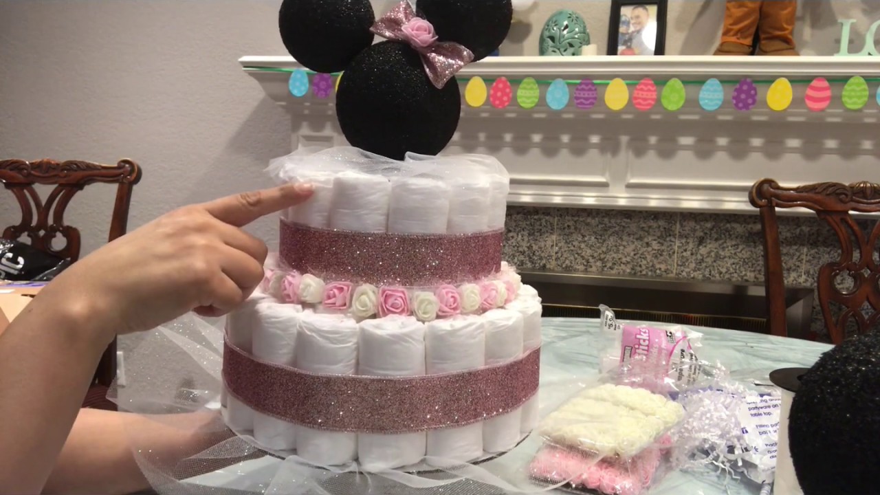 Minnie Themed Diaper Cakes for twin girls