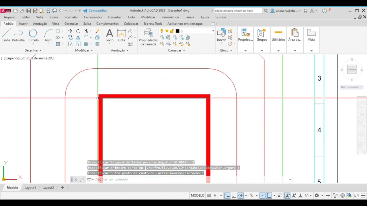AutoCAD 2023 2D - Comandos de Desenho (Circulo e Retângulo).