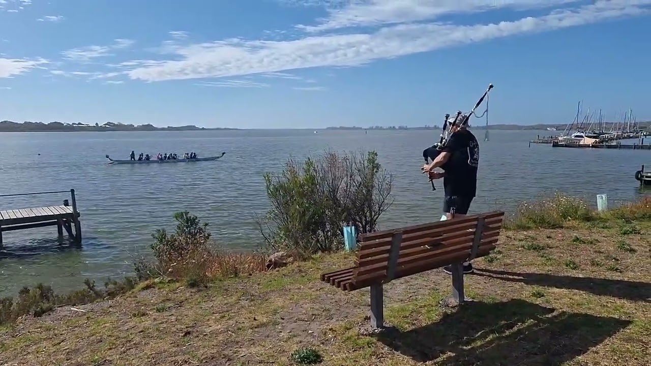 Dragon boat, Jet ski, Corellas,  Bagpipes | River Murray  | Goolwa, South Australia 