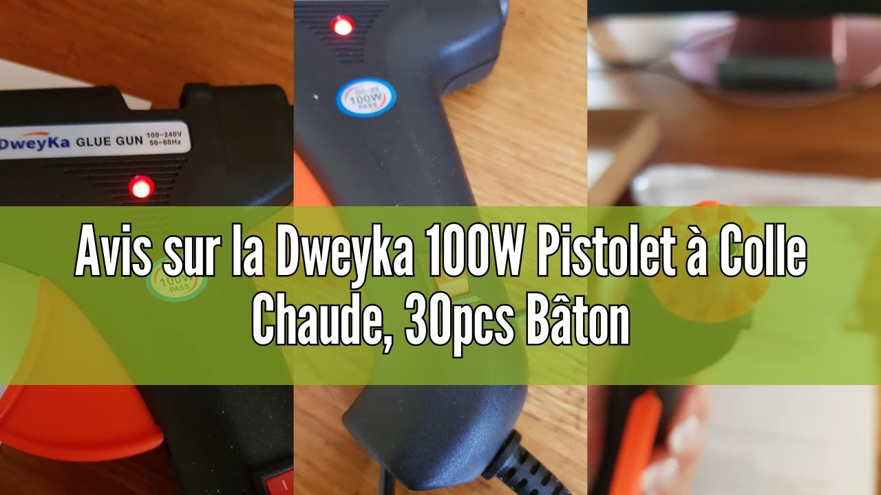 Avis sur la Dweyka 100W Pistolet &agrave; Colle Chaude, 30pcs B&acirc;tons de Colle 11mm, Anti &Eacute;coulement pour R&eacute;
